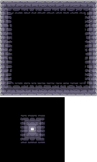 Pixel art tileset for brick floor, walls and roof